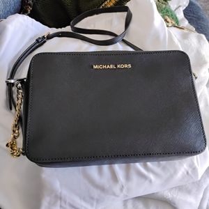 Michael Kors Black Crossbody Bag with Gold Hardware